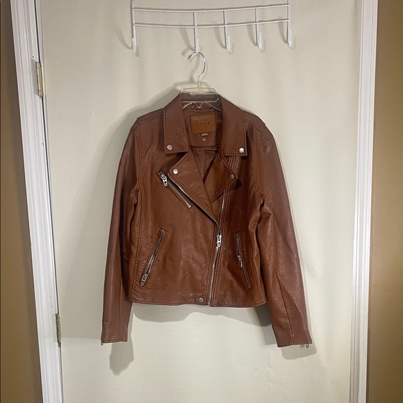 NWOT Blank NYC Tan Leather Jacket with Silver Accents Women’s Size Large - Picture 3 of 12